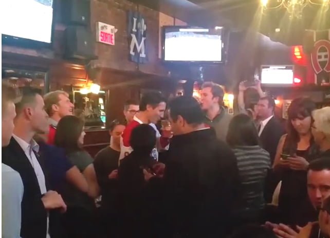 Justin Trudeau Enjoys Beer + Hockey Game 5 Days Before Election