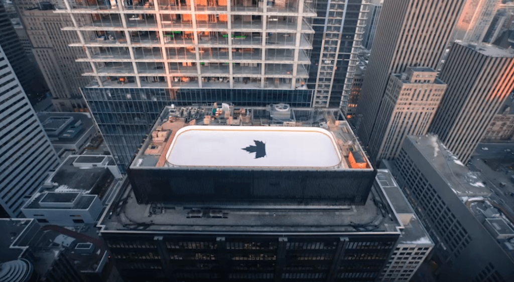 Timelapse Captures Creation Of Canada’s First Rooftop Ice Rink