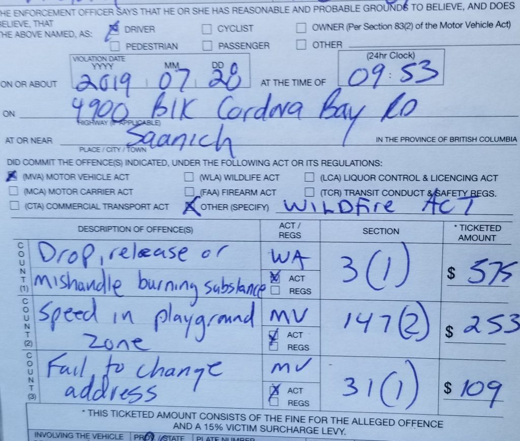 B.C. Driver Fined
