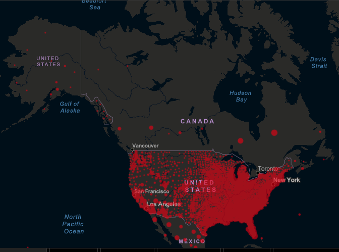 North America COVID map