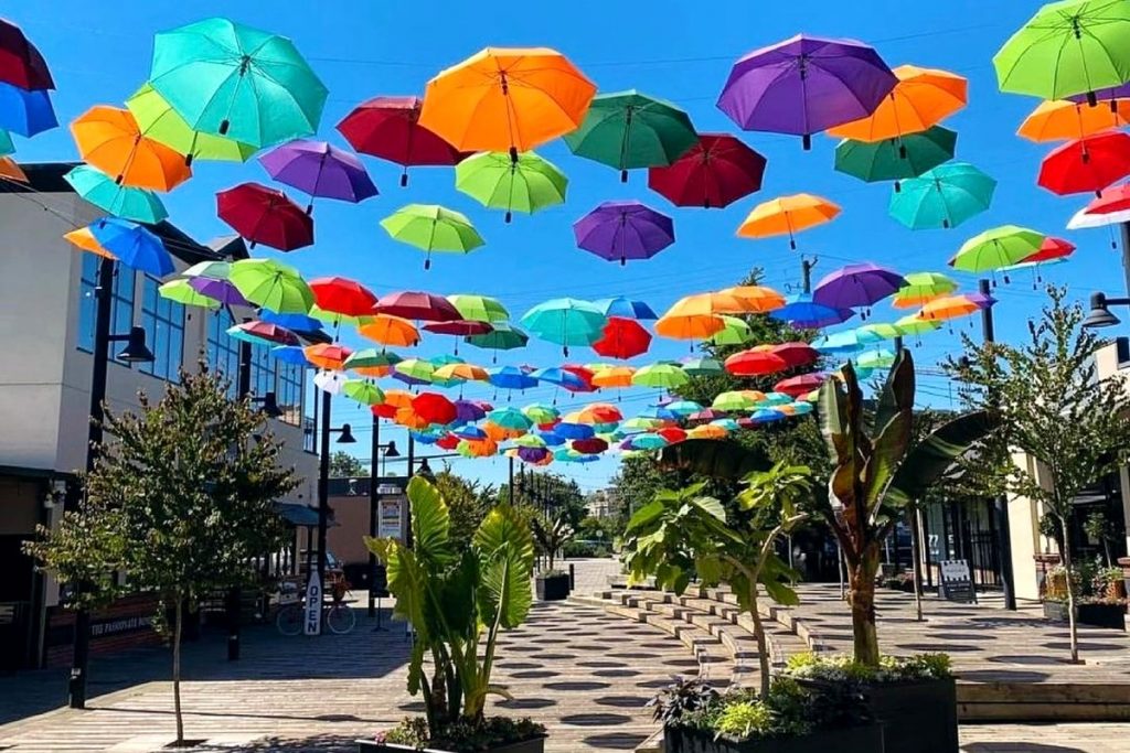 downtown langley umbrella art