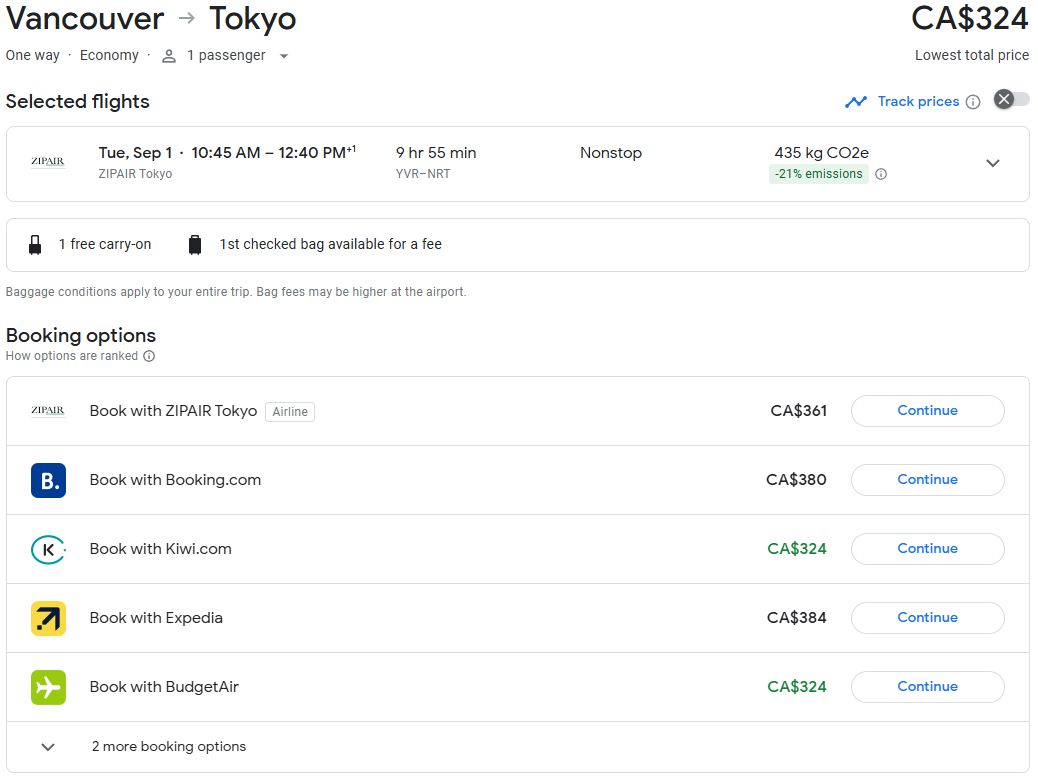 flights japan vancouver
