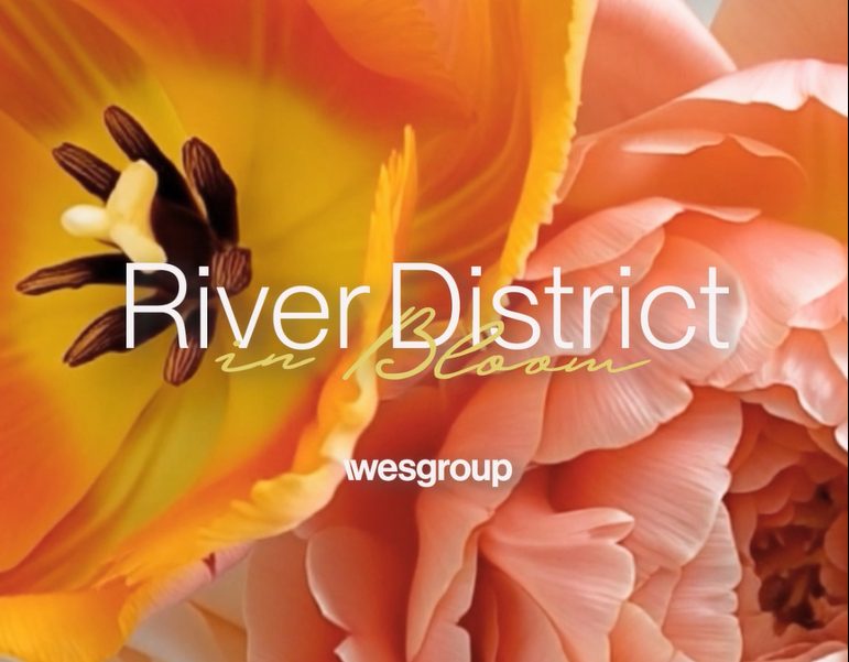 river district in bloom