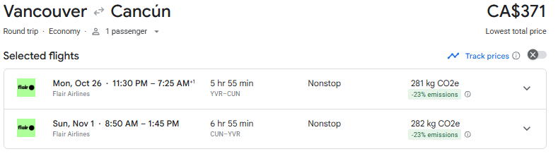 flights mexico vancouver