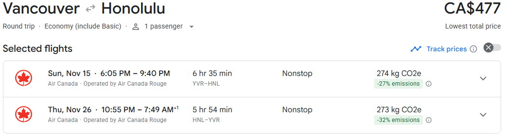 vancouver to hawaii travel deal